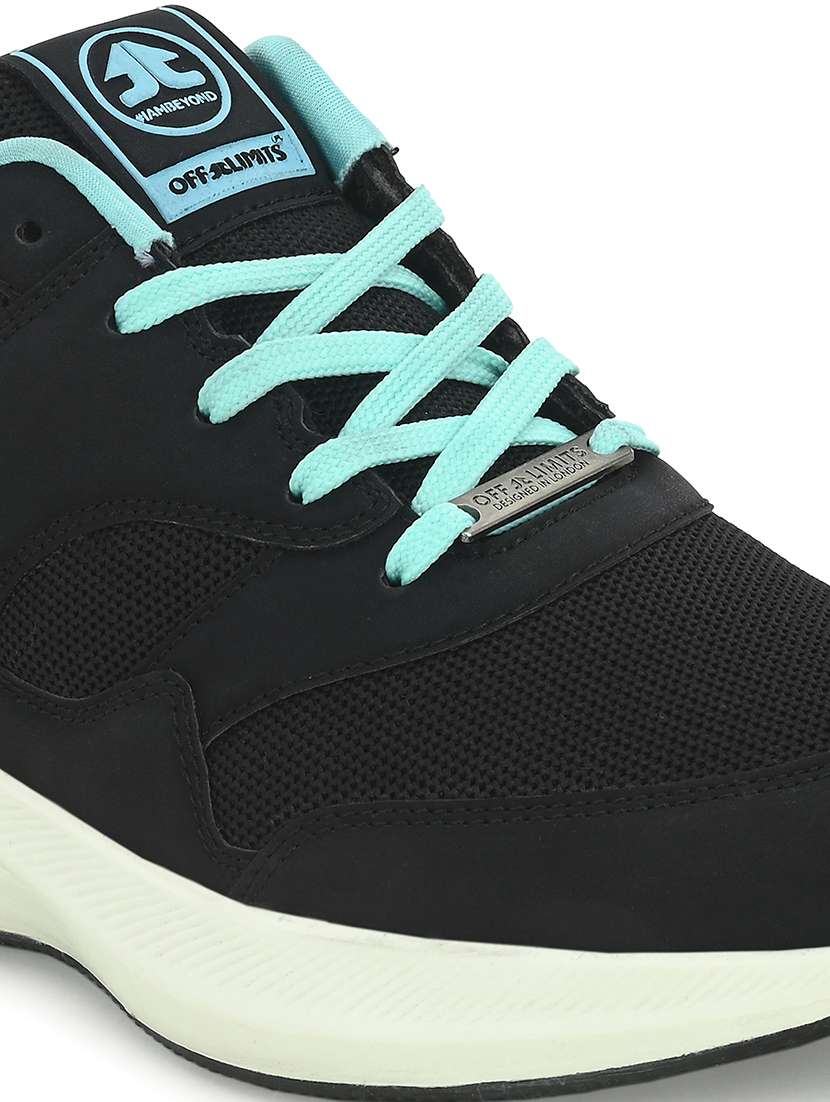 black synthetic & mesh laceup sports shoes - 21131960 -  Standard Image - 7