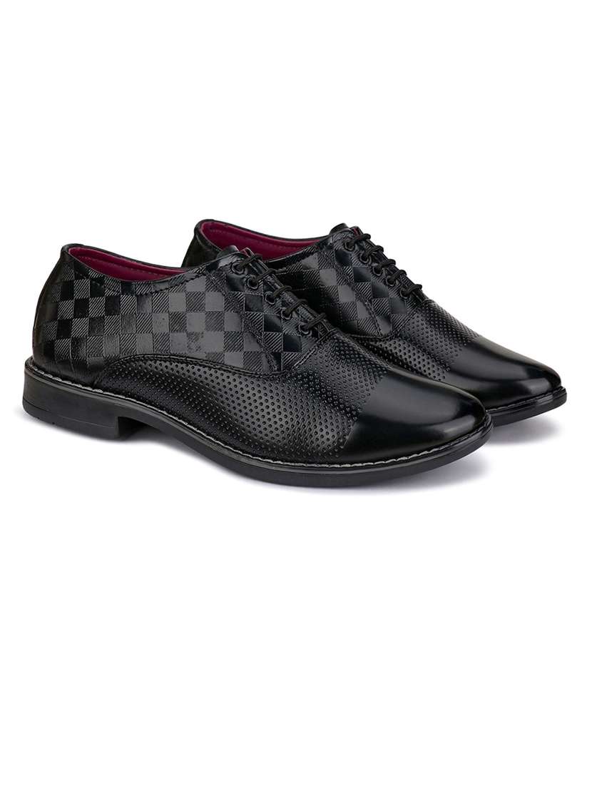 men solid lace-up formal shoes