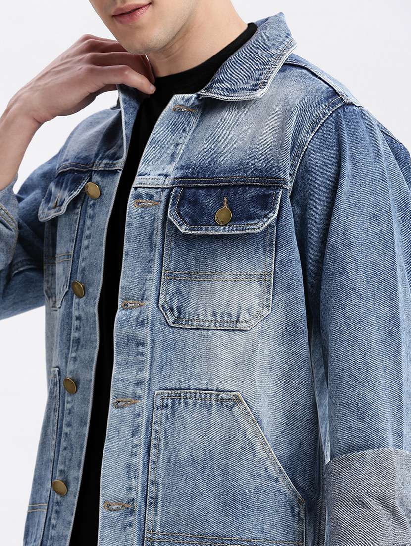 men denim jacket with spread collar - 21132373 -  Standard Image - 7