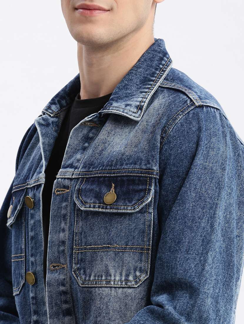men denim jacket with spread collar - 21132374 -  Standard Image - 7