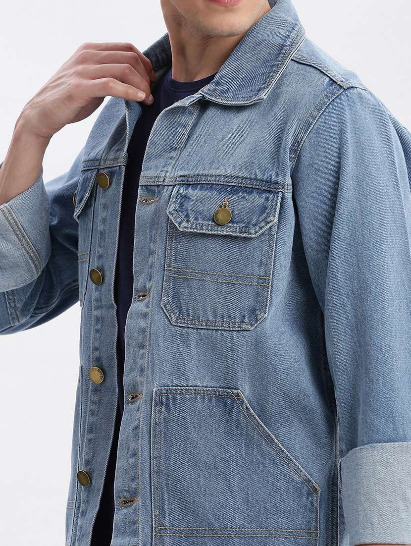 men denim jacket with spread collar - 21132375 -  Standard Image - 7