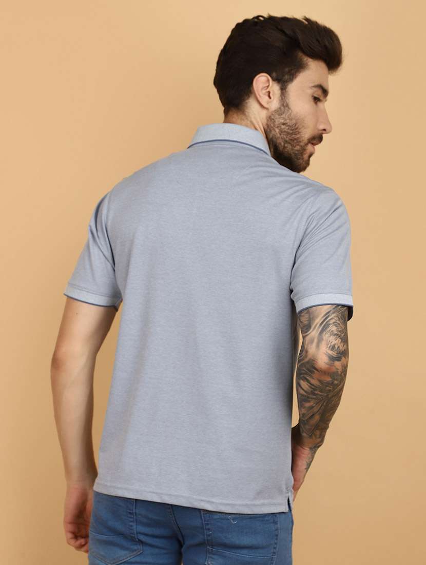 light blue cotton chest print t-shirt - 21132607 -  Standard Image - 2