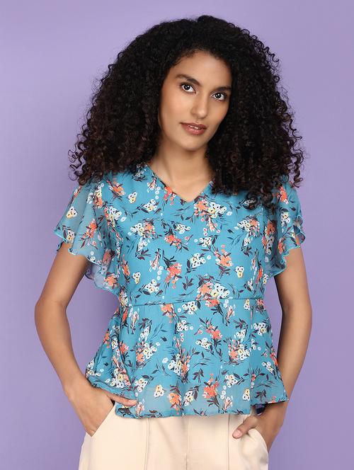 green cotton peplum top - 21132614 - Standard Image - 0