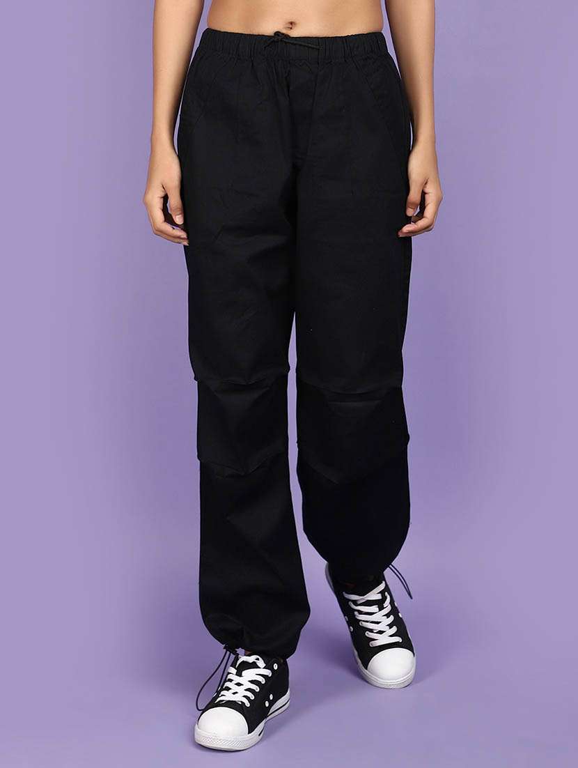 black cotton casual trouser