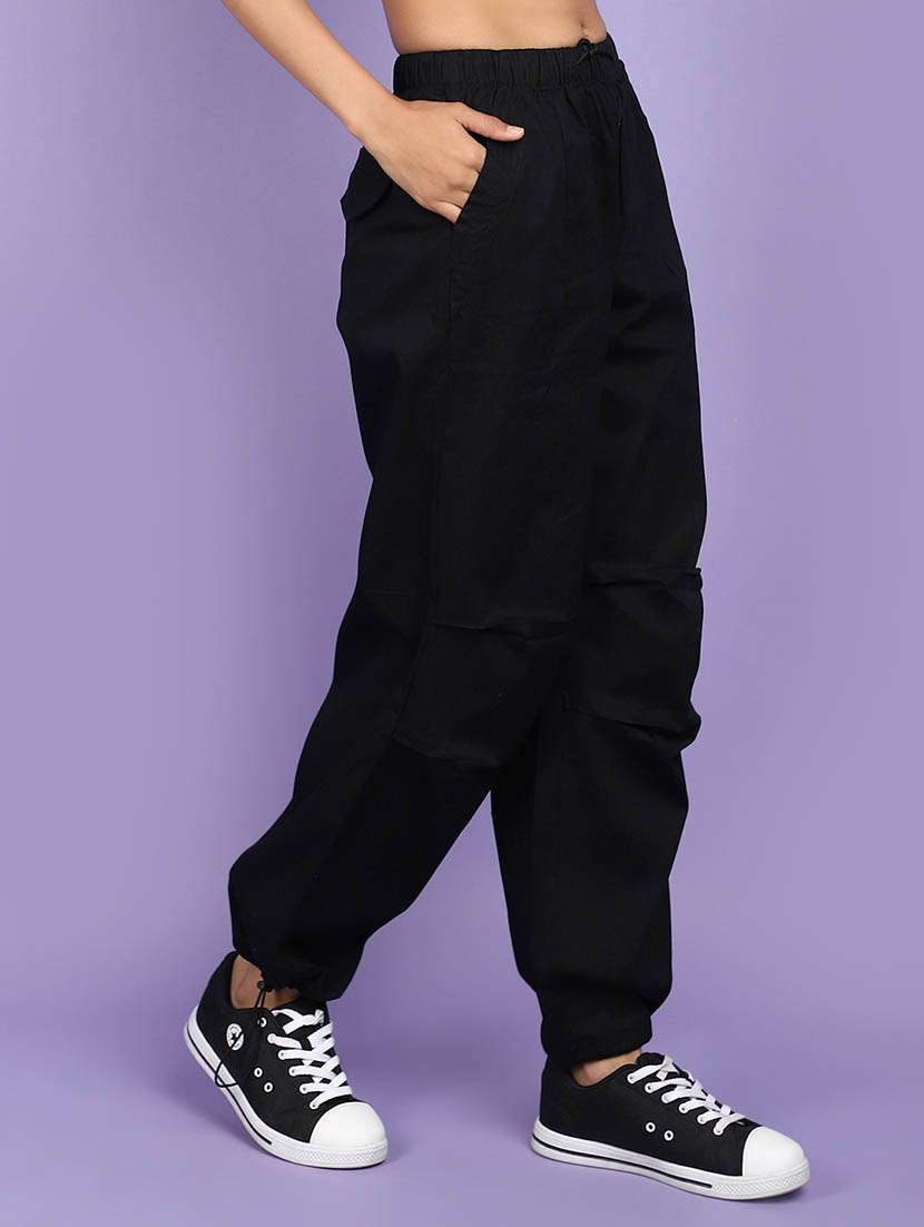 black cotton casual trouser - 21132616 -  Standard Image - 2