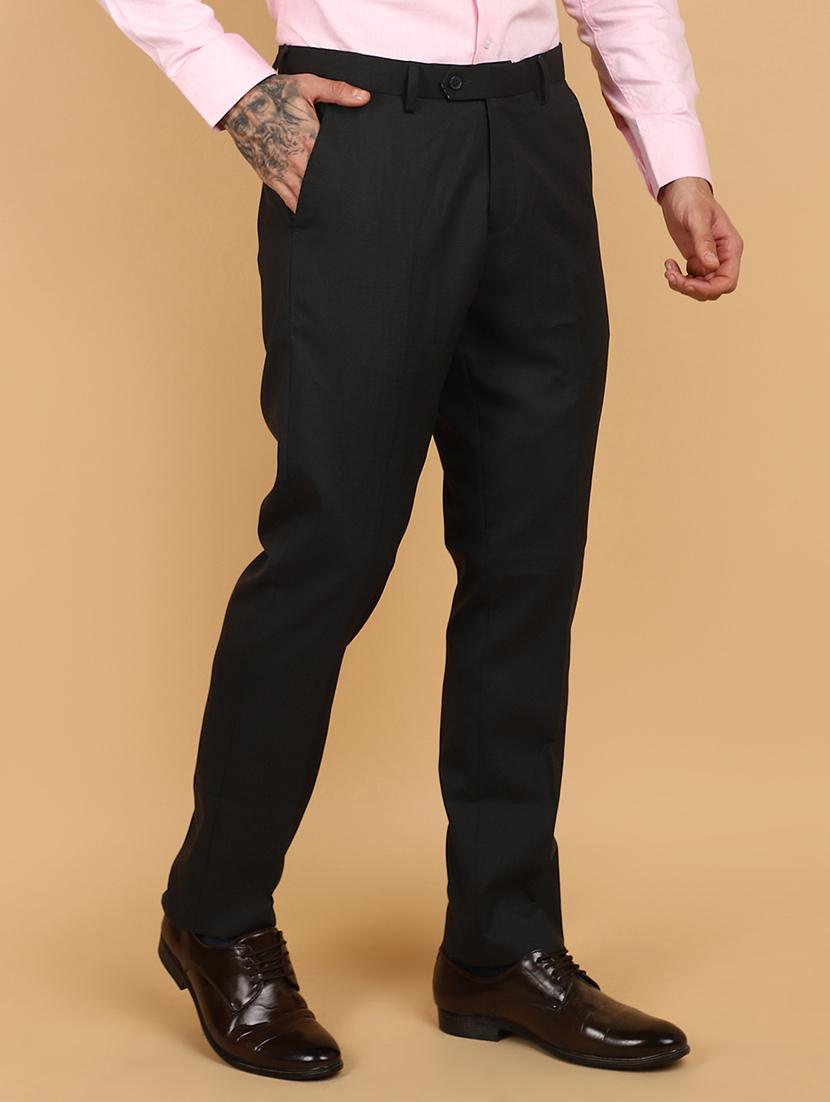 men mid rise cotton flat front formal trouser - 21132625 - Standard Image - 2