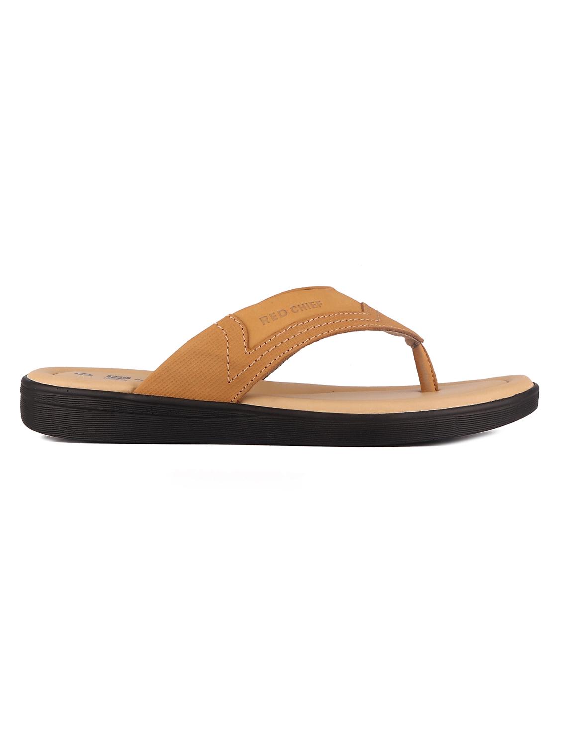 brown leather toe separator slippers - 21132947 - Standard Image - 2
