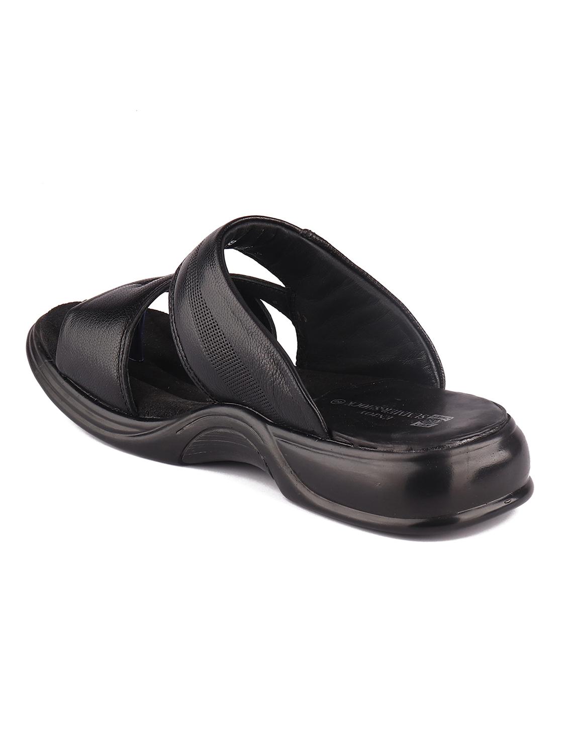 black leather slip on slippers - 21132968 - Standard Image - 2