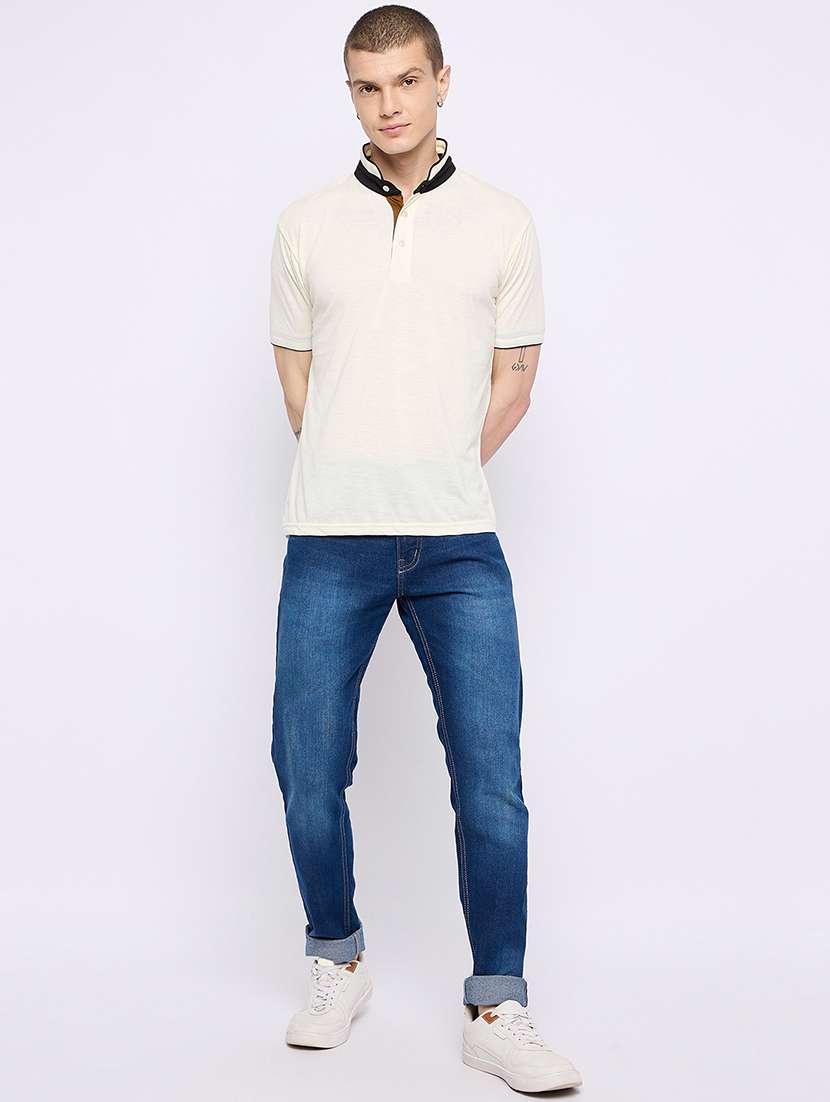 men mandarin neck plain t-shirt - 21134009 -  Standard Image - 2
