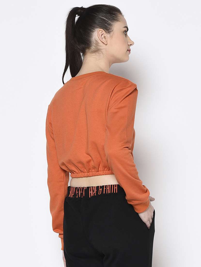 women chest print cropped sweatshirt - 21134128 -  Standard Image - 2