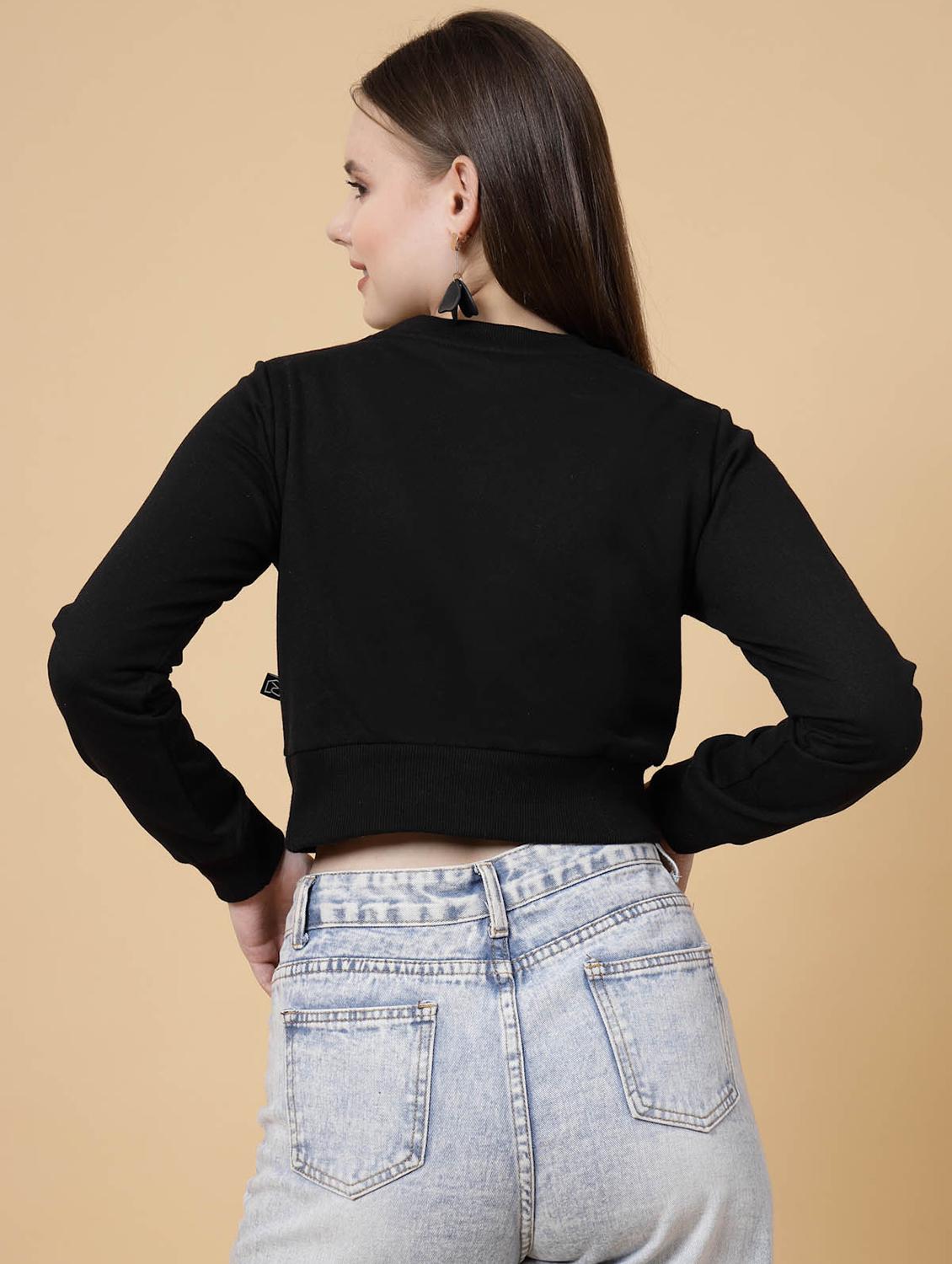 women chest print cropped sweatshirt - 21134130 - Standard Image - 2