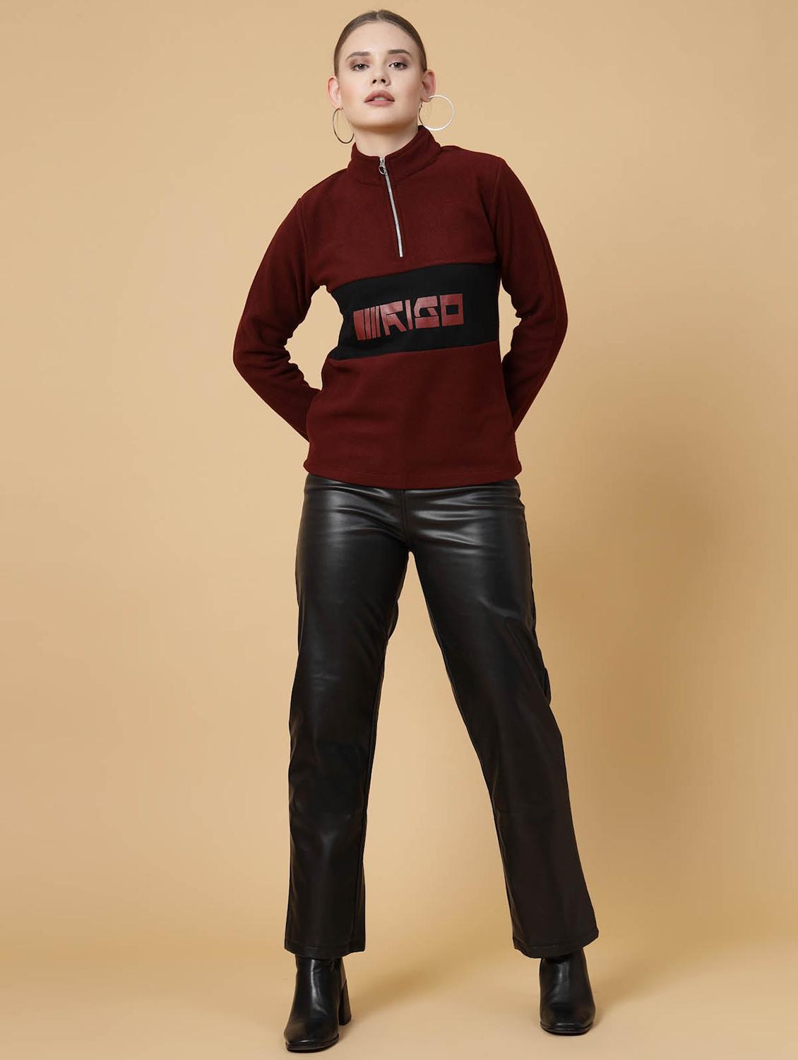 women front print high neck sweatshirt - 21134134 - Standard Image - 2