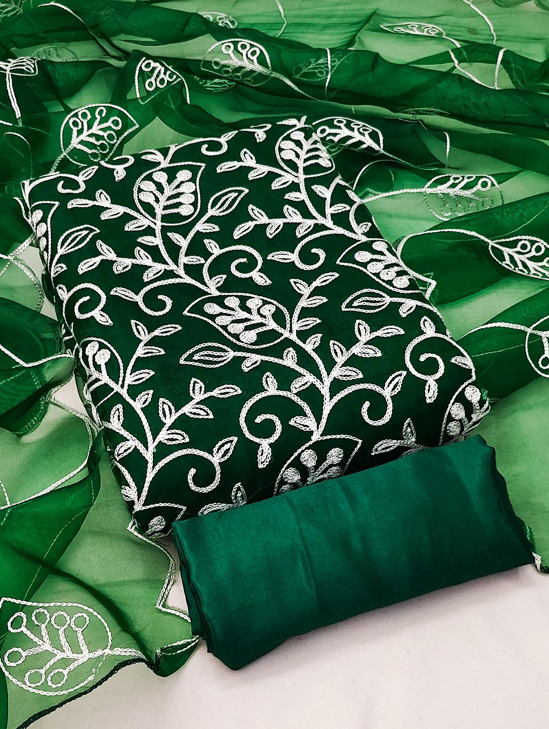 green organza unstitched suit - 21134212 - Standard Image - 2