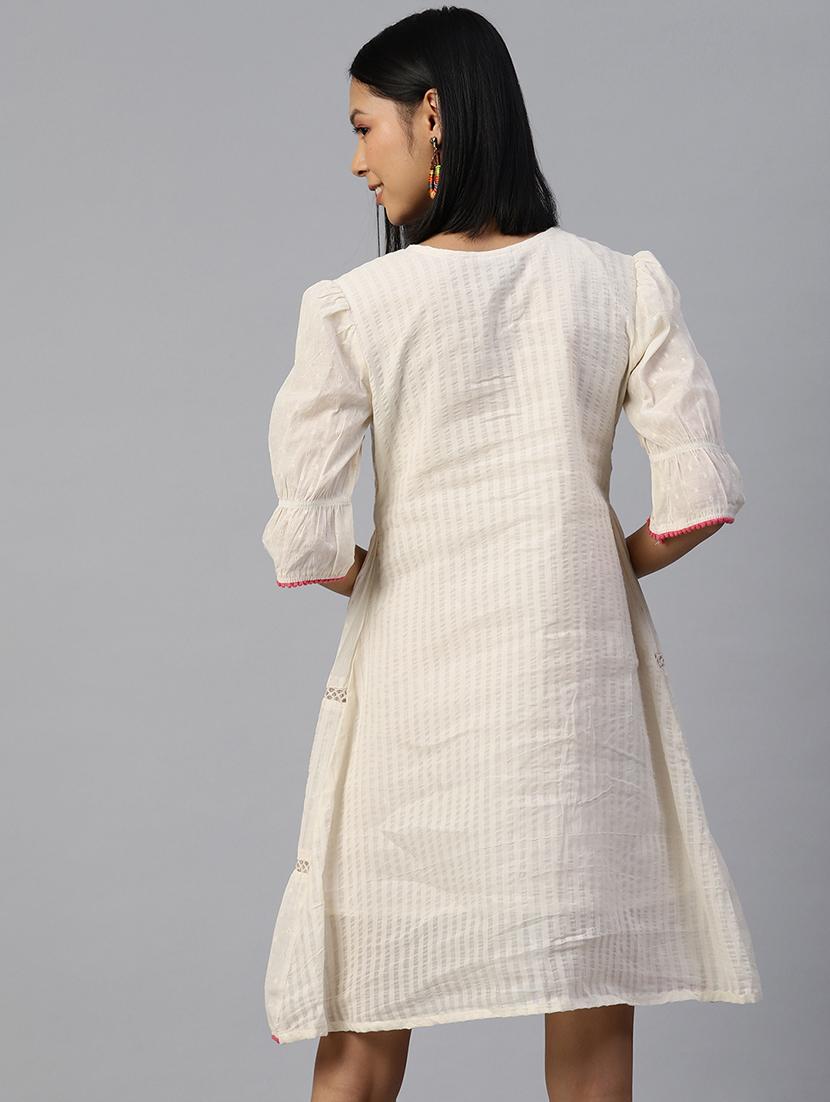 off white embroidered detailed dress - 21134433 - Standard Image - 2