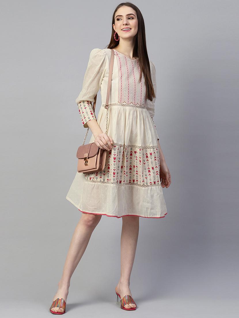 off white embroidered detailed dress - 21134435 - Standard Image - 2