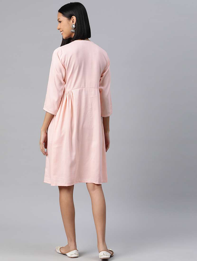 peach detailed a-line dress - 21134477 - Standard Image - 2