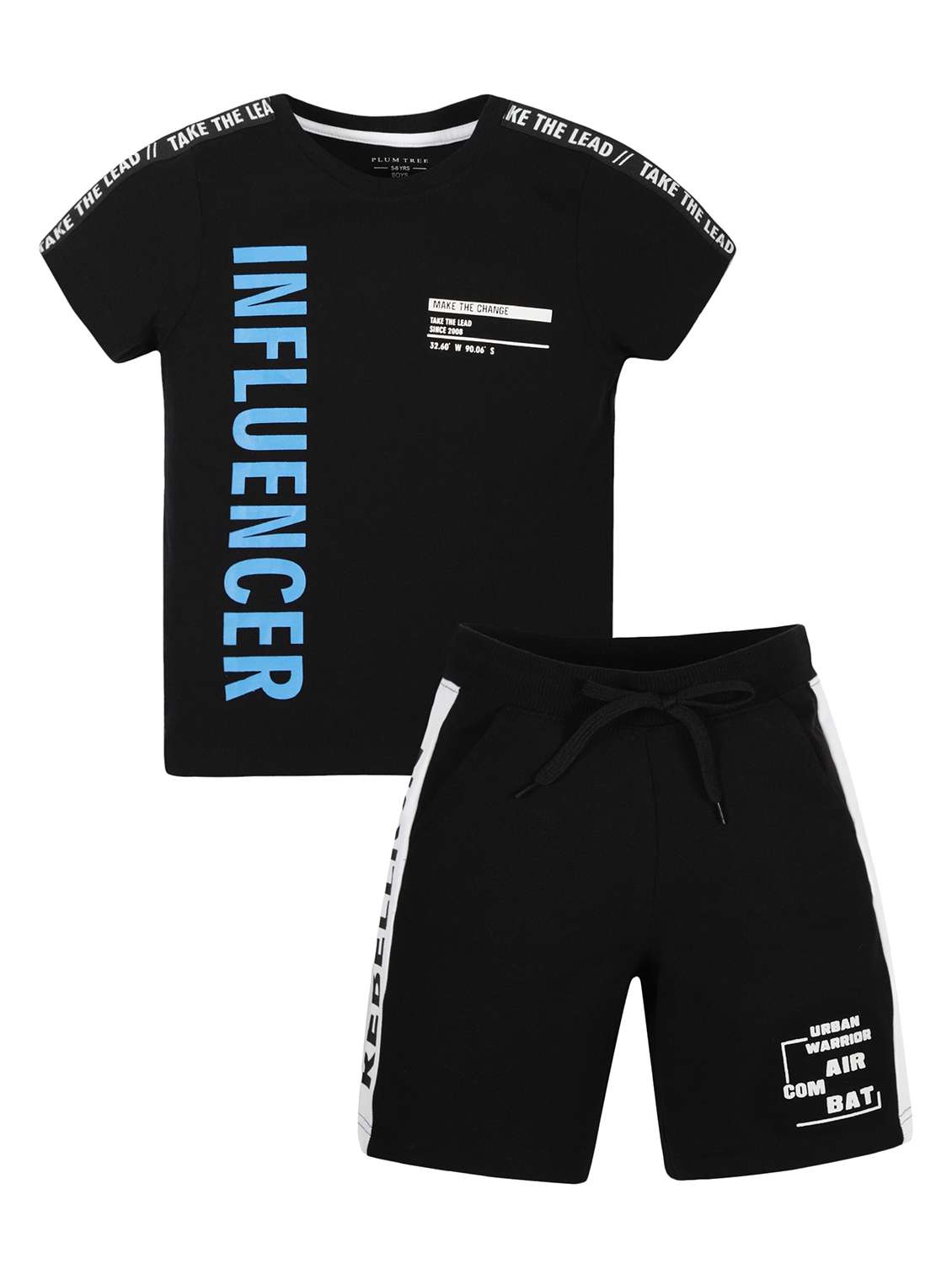kids typographic printed shorts set