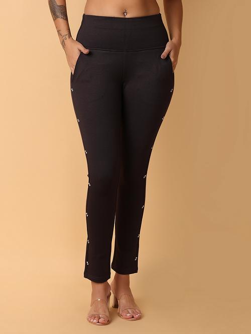 girls mid-rise black solid jegging - 21134966 - Standard Image - 0