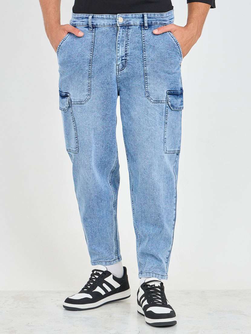 men mid rise solid cargo