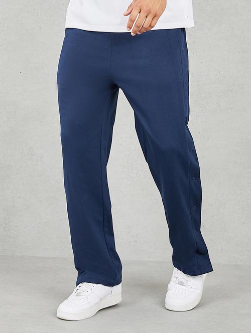 blue cotton full length track pant - 21135334 - Standard Image - 0