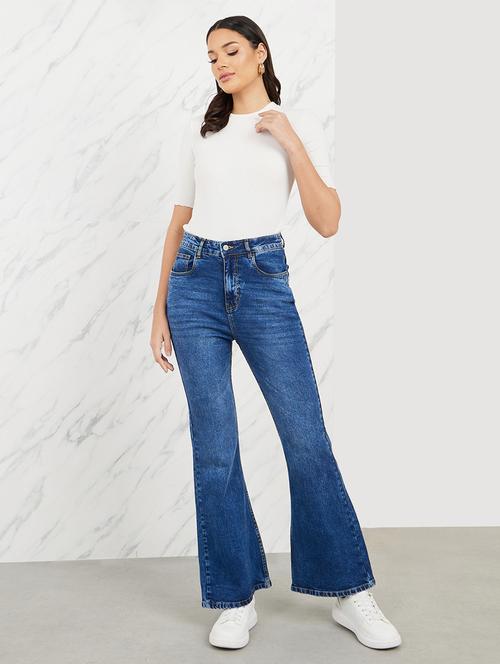 blue cotton bootcut jeans - 21135623 - Standard Image - 0