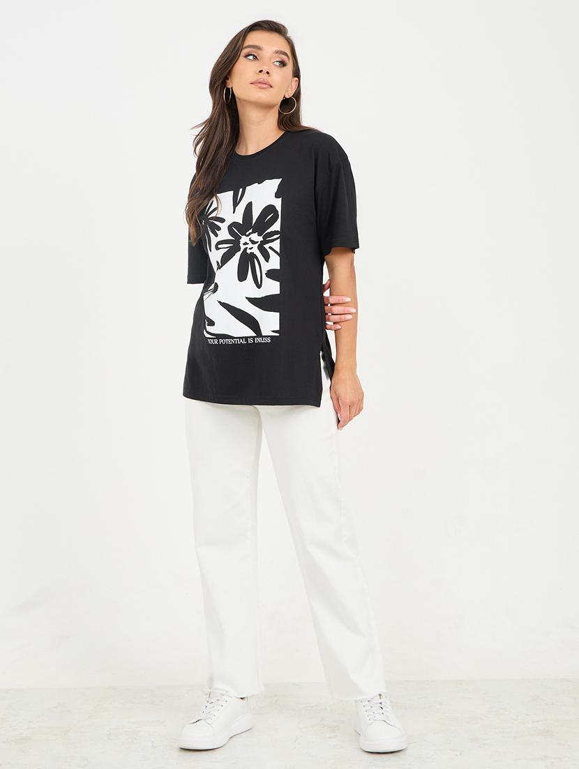 women front print short sleeves t-shirt - 21135675 - Standard Image - 2