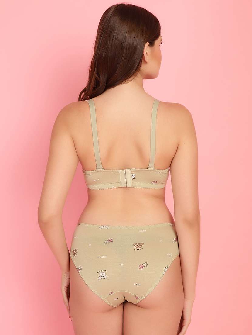 women green printed t-shirt bra & panty set - 21135726 -  Standard Image - 2