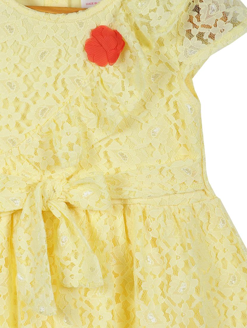 yellow self design frock - 21135940 - Standard Image - 2