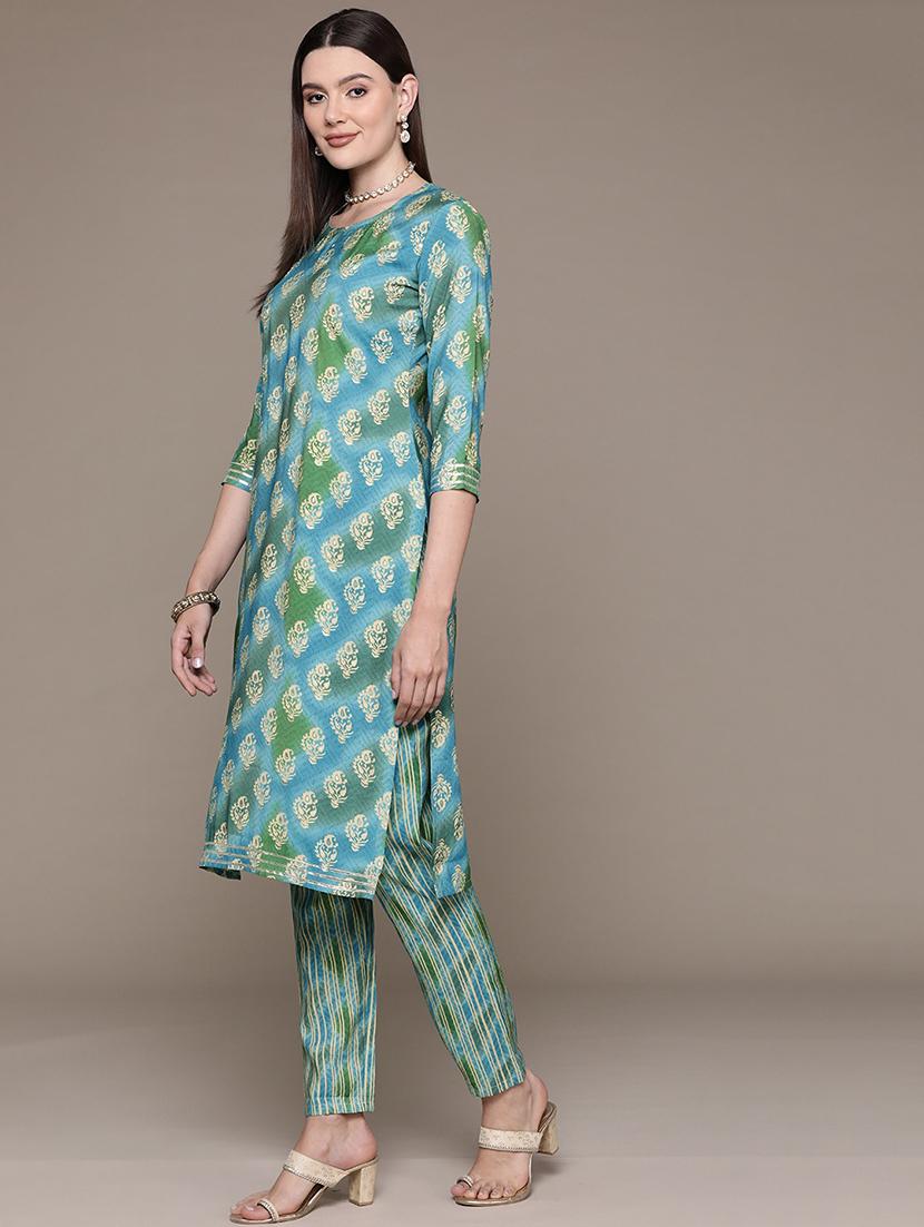 women blue kurta pant set with dupatta - 21135982 - Standard Image - 2
