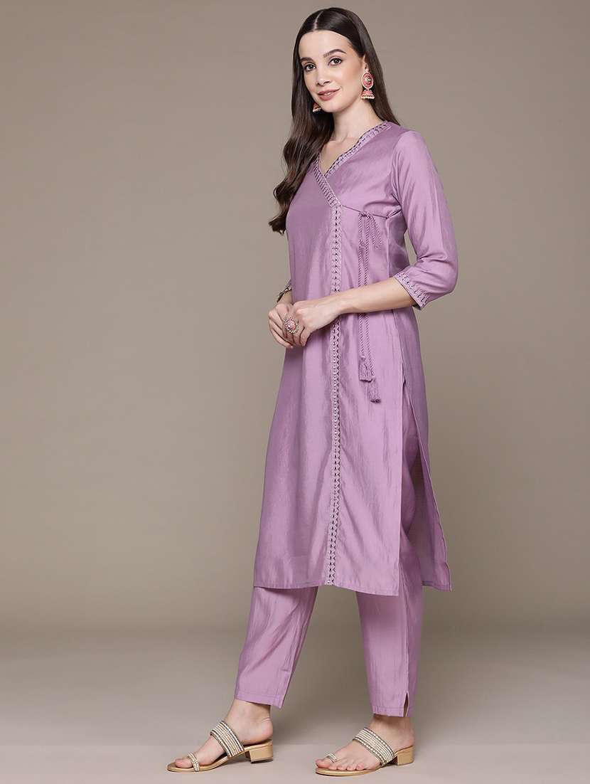 women mirror work kurta pant set - 21135990 -  Standard Image - 2