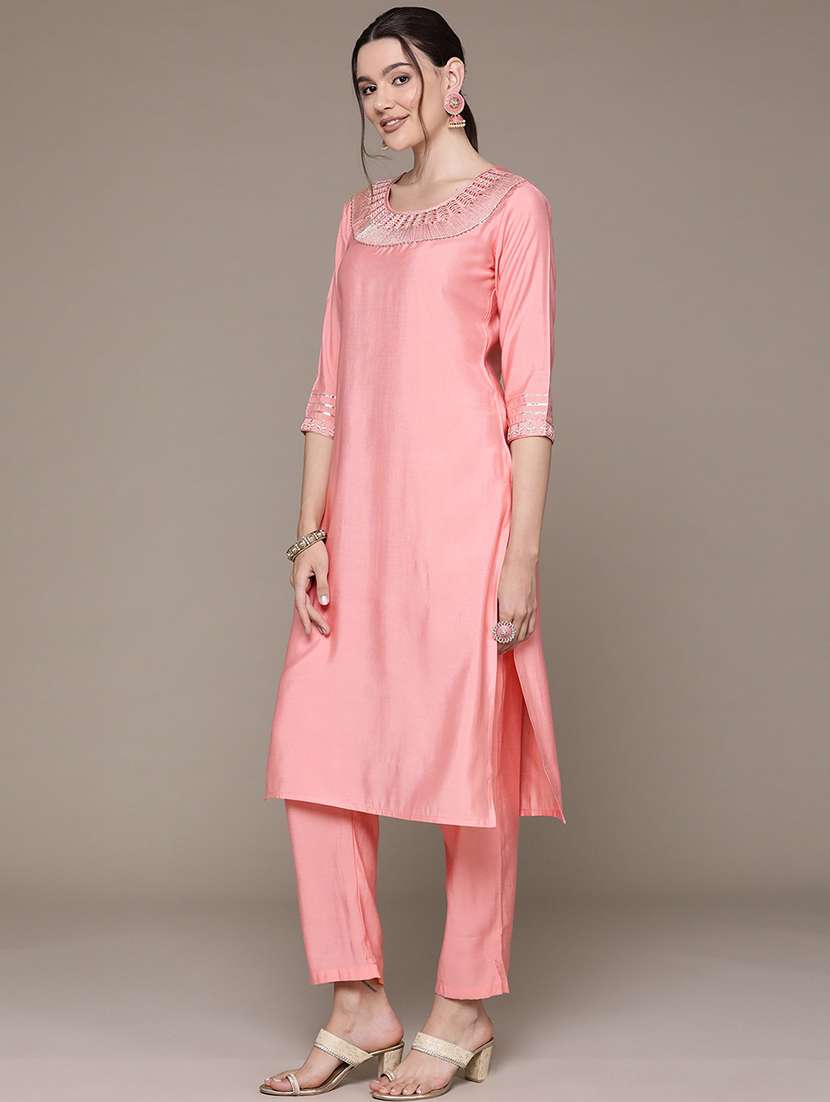 women three quarter sleeve kurta pant with dupatta set - 21135995 - Standard Image - 2