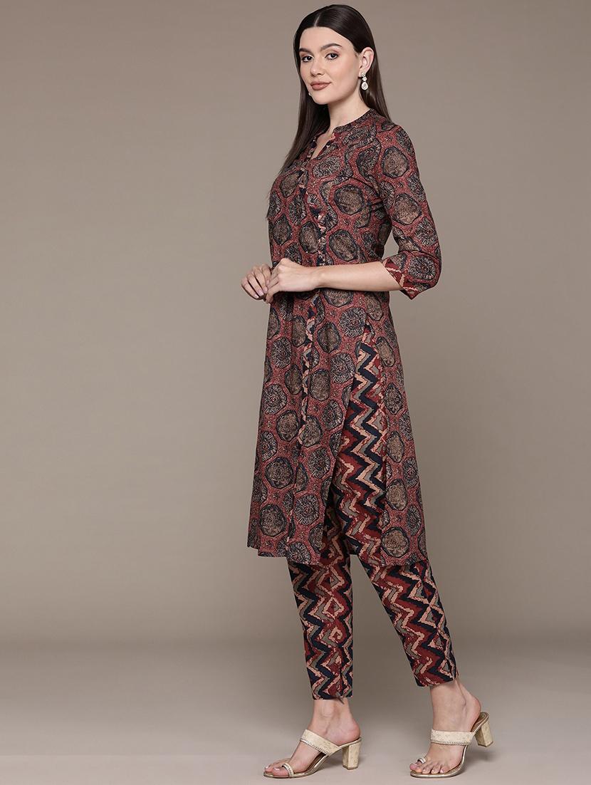 women three quarter sleeve kurta pant with dupatta set - 21136005 - Standard Image - 2