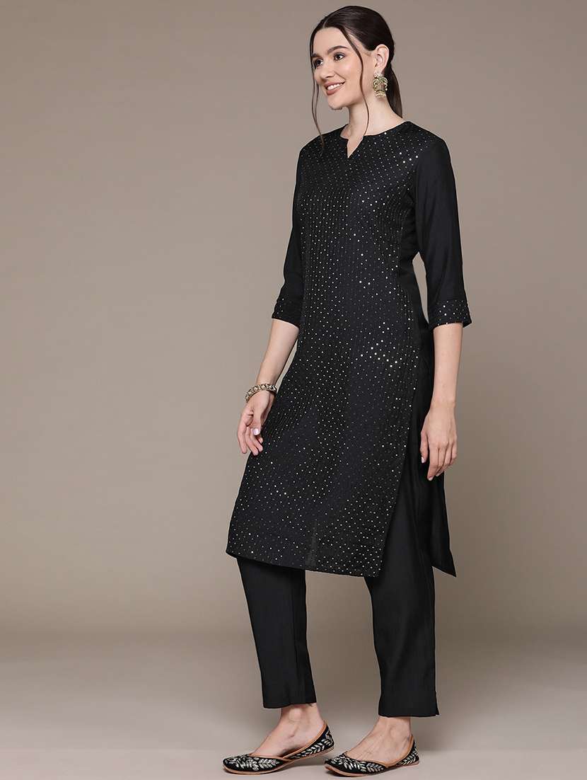 women three quarter sleeve kurta pant with dupatta set - 21136008 -  Standard Image - 2