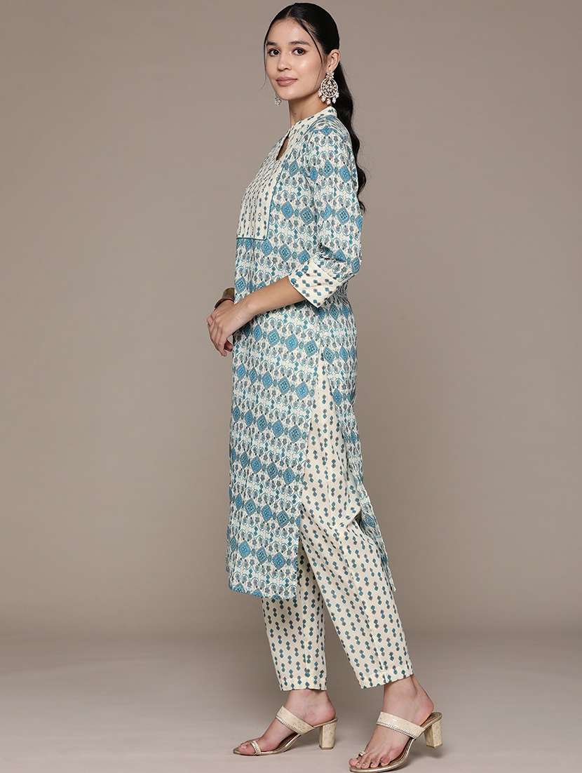 women three quarter sleeve kurta pant with dupatta set - 21136012 -  Standard Image - 2