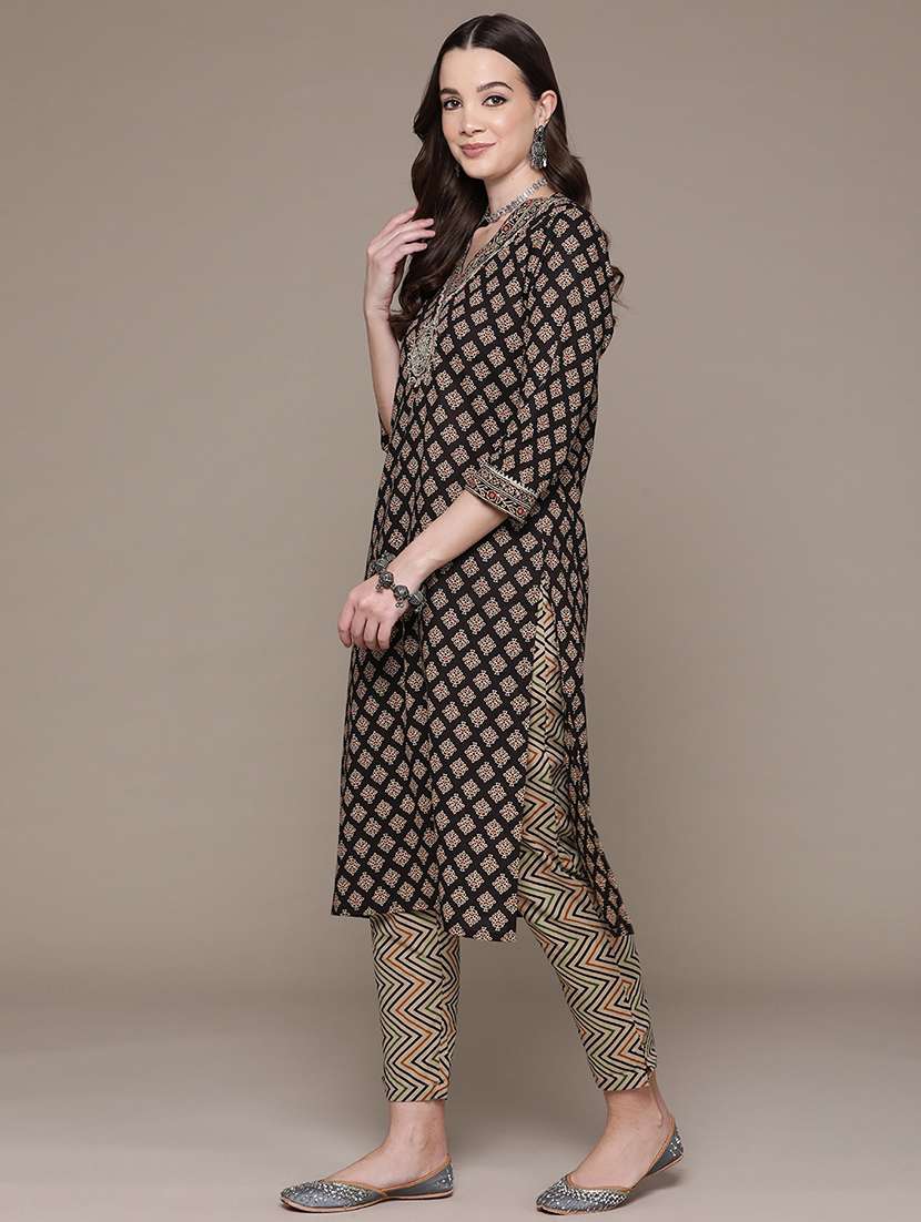 black cotton suit  set - 21136021 -  Standard Image - 2