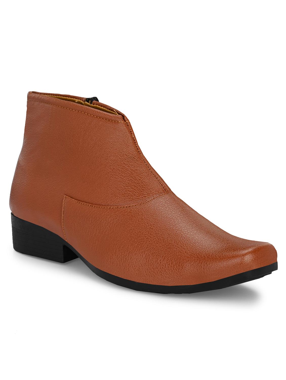 men tan solid high ankle boots - 21136055 -  Zoom Image - 0