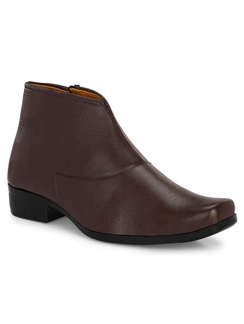 men solid brown low ankle boots - 21136056 - Standard Image - 0