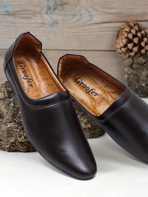 men solid black slip on loafer - 21136468 - Standard Image - 0