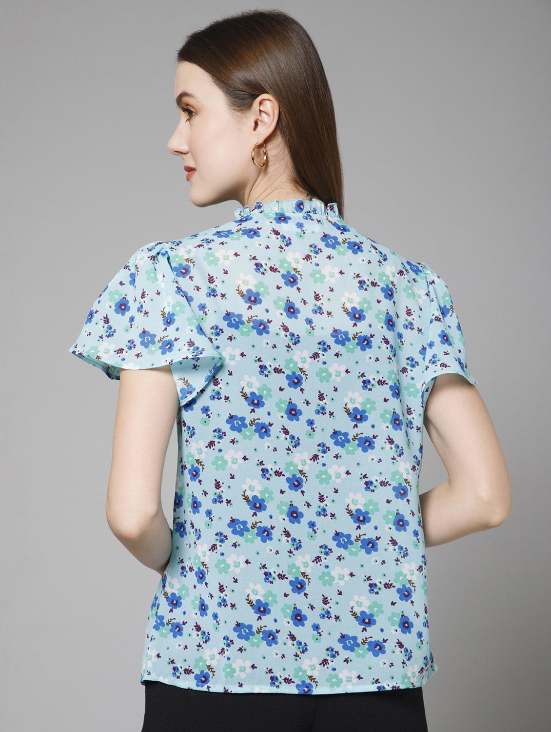 women light blue florals printed top - 21137829 - Standard Image - 2