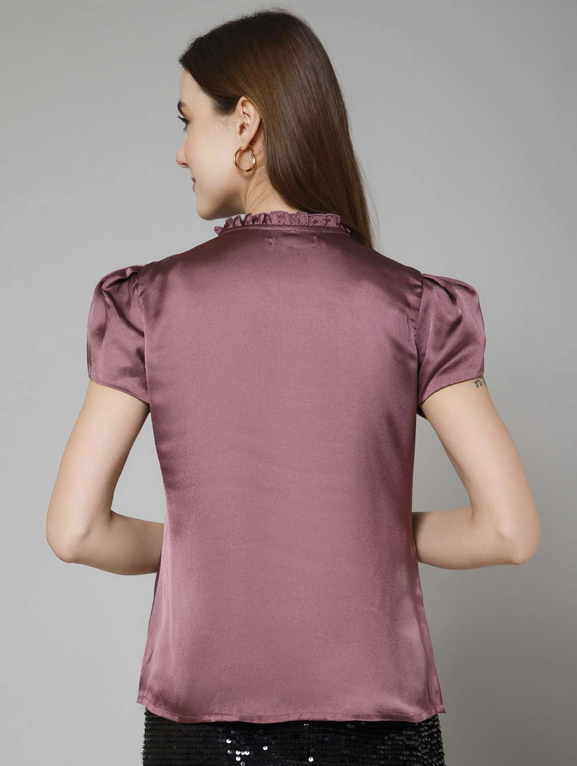 women mauve solids blouson top - 21137831 - Standard Image - 2