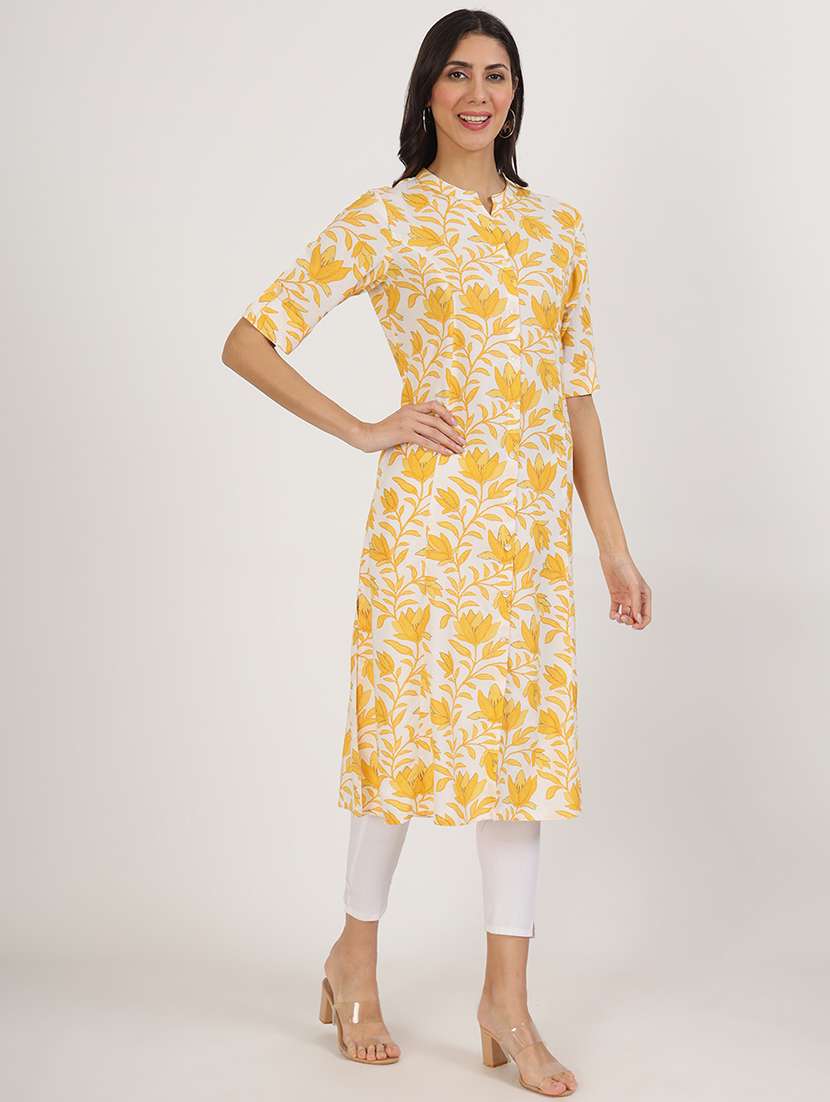 women roll up sleeve a-line kurta - 21137861 - Standard Image - 2