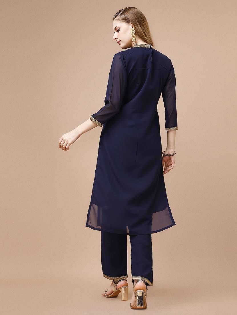 women three quarter sleeve kurta pant set - 21139046 -  Standard Image - 2