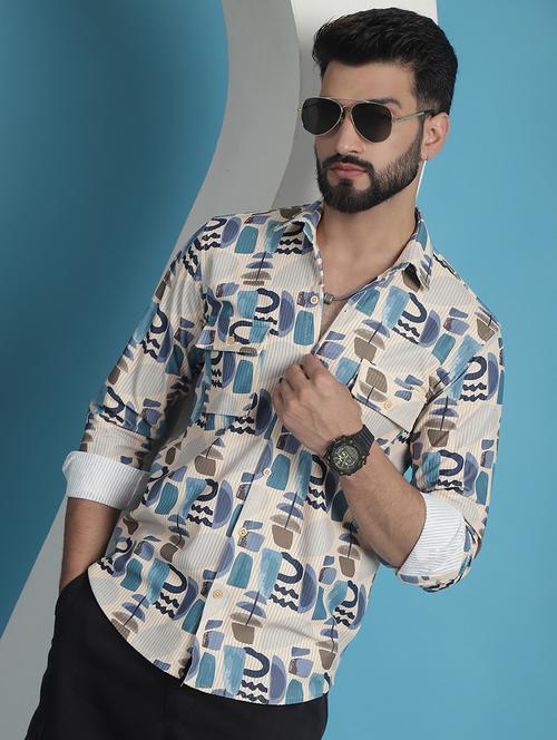 men printed casual shirt - 21139344 - Standard Image - 0