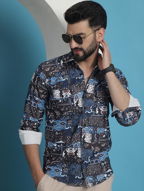 men printed casual shirt - 21139345 - Standard Image - 0