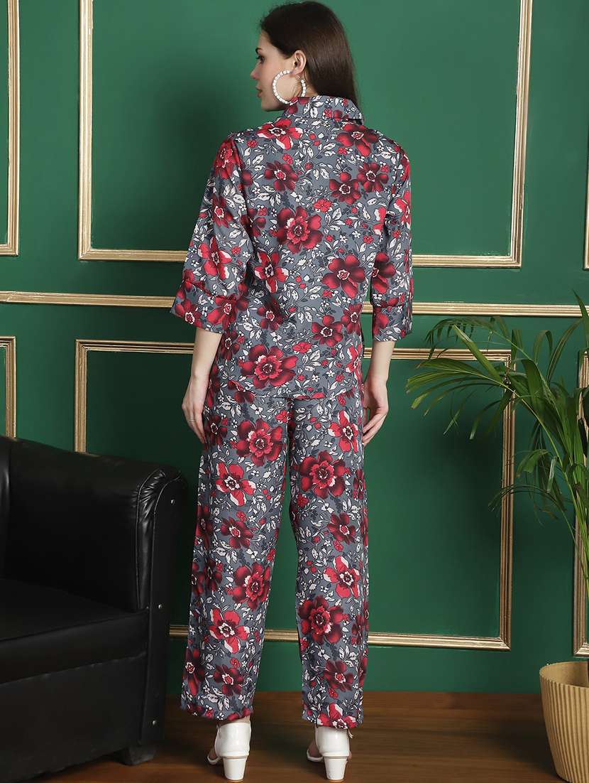 women grey florals printed co-ords set - 21139423 -  Standard Image - 2