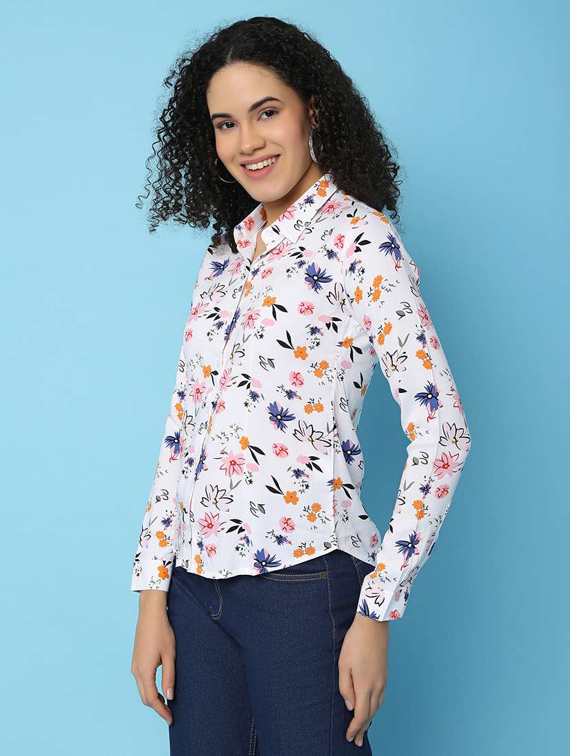 women long sleeved floral printed regular shirt - 21139459 - Standard Image - 2