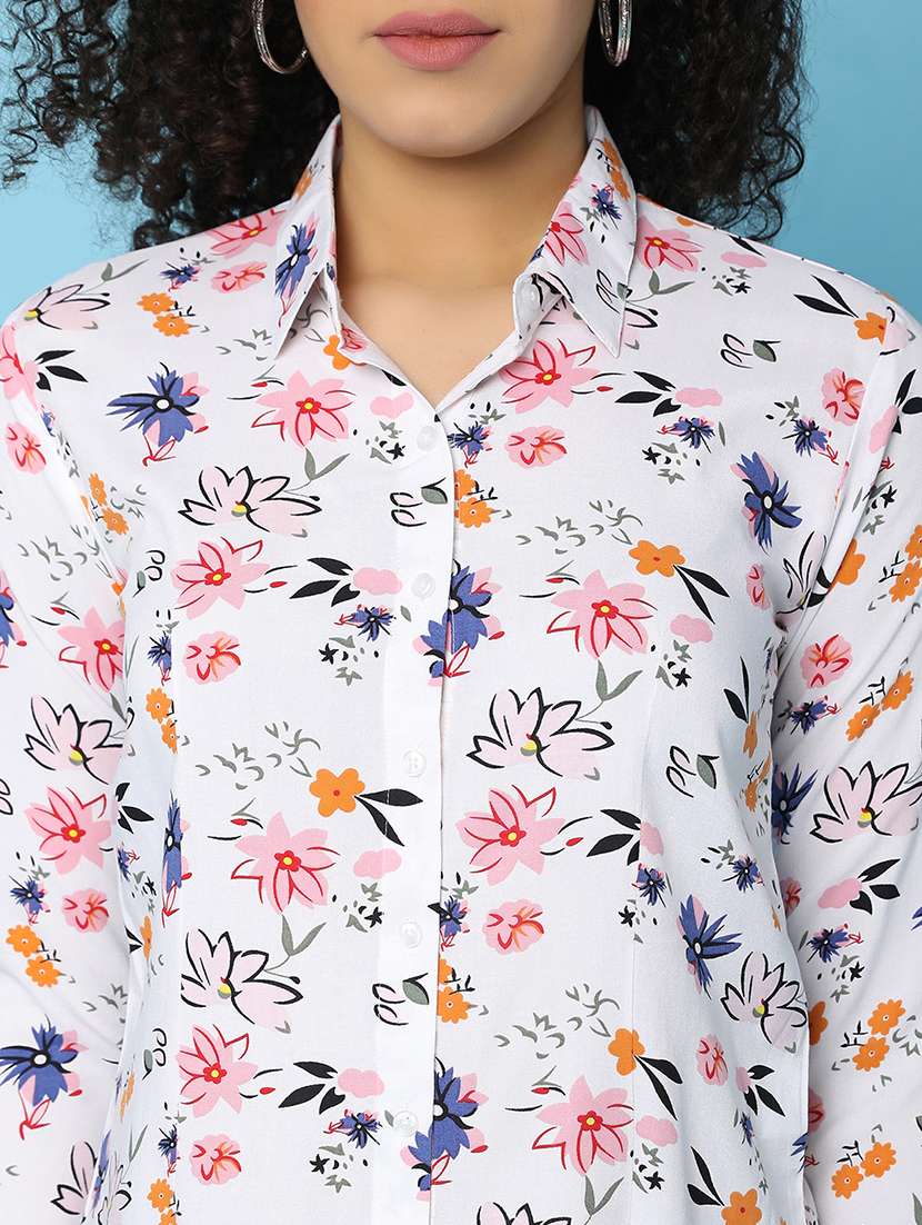 women long sleeved floral printed regular shirt - 21139459 - Standard Image - 7