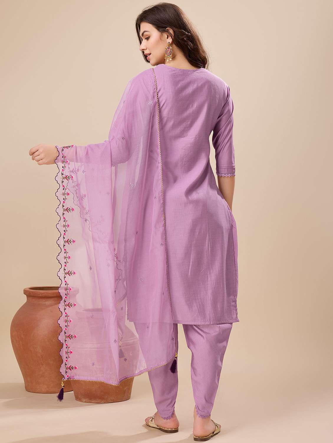 women three quarter sleeve dhoti kurta with dupatta set - 21139868 -  Standard Image - 2