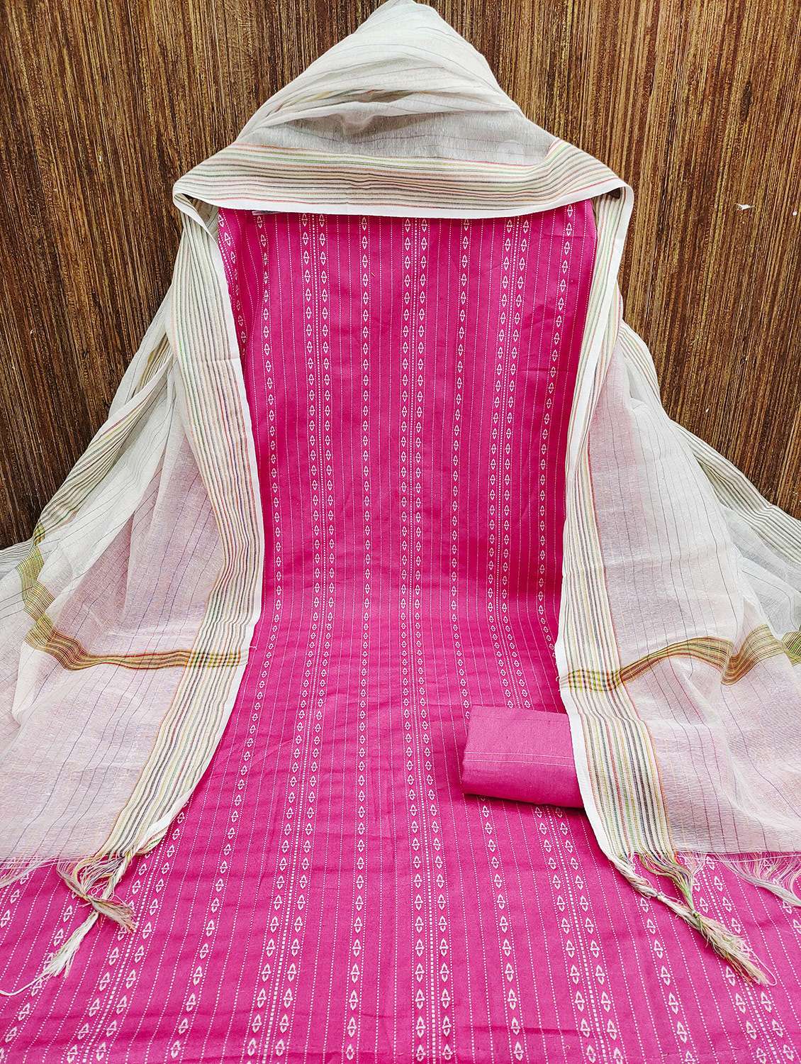 women pink self design unstitched suit - 21140051 - Standard Image - 2