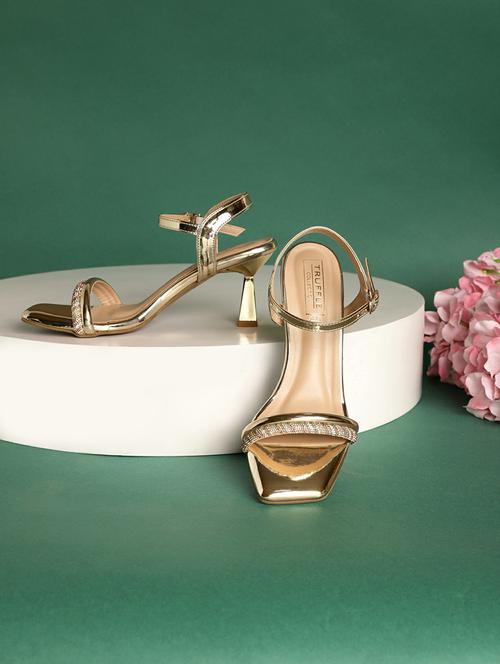 women gold ankle strap sandal - 21140083 - Standard Image - 0
